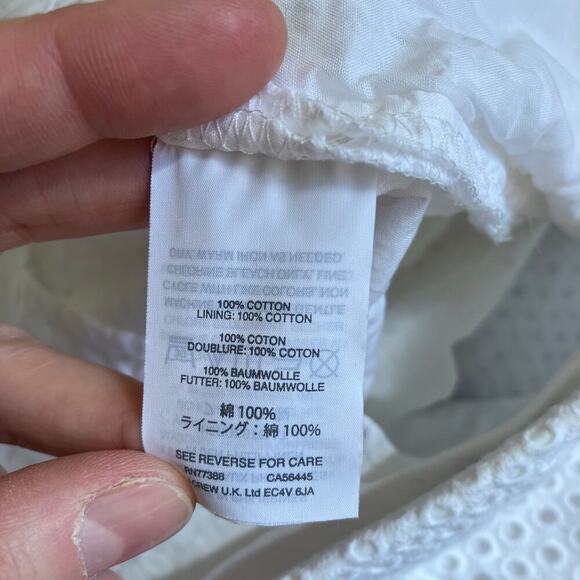 J.Crew Sz 0 White Eyelet Patio Pants Trousers Cropped Straight Preppy Elegant - Picture 16 of 16